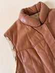 Gilet in pelle Frye color cuoio con impunture verticali