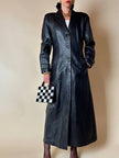 Cappotto lungo in pelle nera