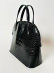 Vintage Versace Tasche aus schwarzem Leder mit Krokodilprägung