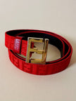 Cintura rossa in tessuto Jaquard con fibbia logo dorata “Fendi”