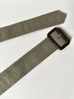 Vintage Aquascutum trench coat in khaki green gabardine with matching belt