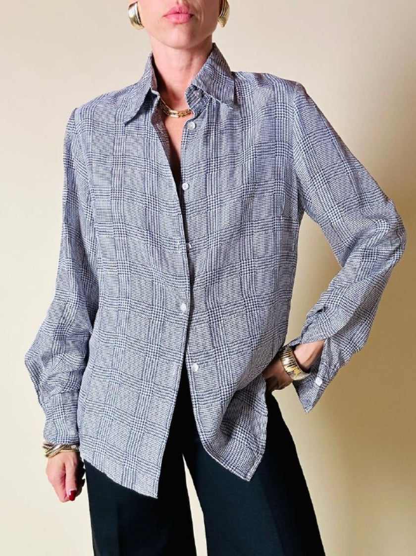 Camicia in pura seta fantasia principe di Galles “Misstwidd”