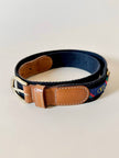 Cintura Valentino Garavani in pelle cuoio e tessuto con ribbons regimental logati