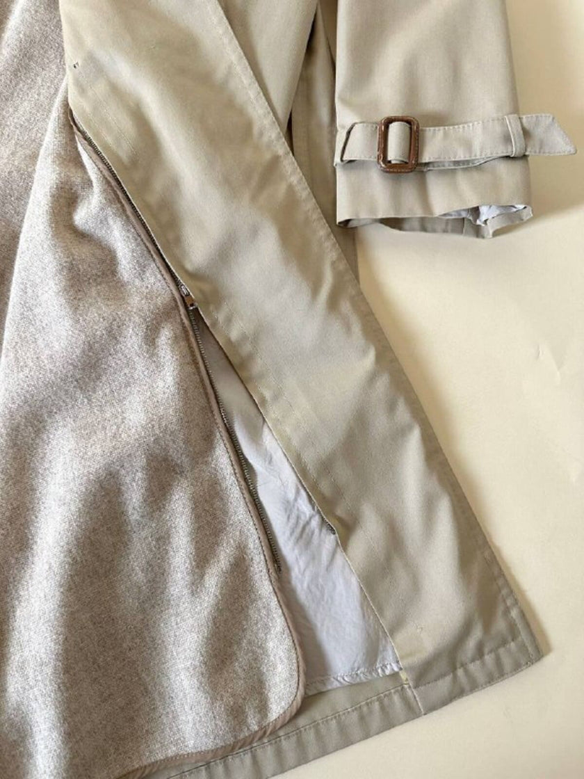 Trench in gabardine color corda con interno in lana rimovibile “Hazard”