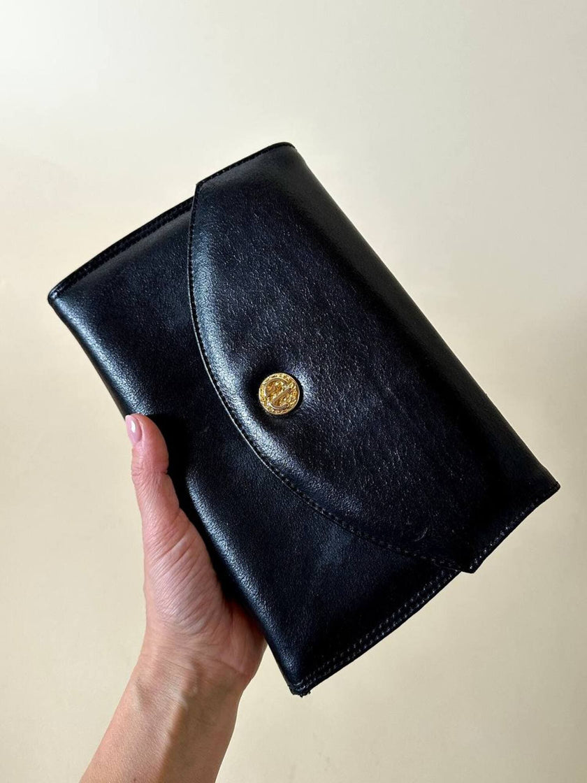 Borsa vintage Guy Laroche Paris in pelle nera