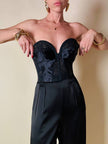 Bustier in raso di seta e pizzo nero “Ponsesina”