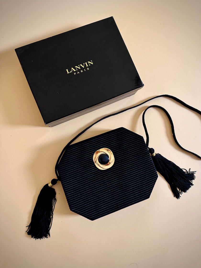 Sac octogonal en satin et tissu gros-grain « Lanvin »