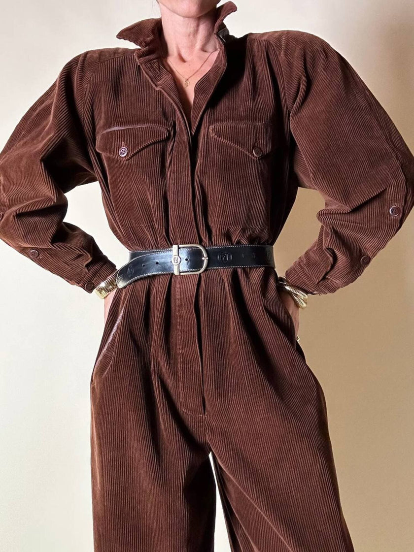 Cintura Fendi vintage in pelle testa di moro con loghi a caldo