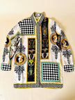 Camicia in drill di seta fantasia grottesca “Garage Paris”