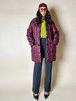 Giaccone trapuntato Vasco Guidi in pelle Borgogna con maxi bottoni