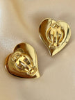 Orecchini a clip Yves Saint Laurent a forma di cuore con cabochon celesti