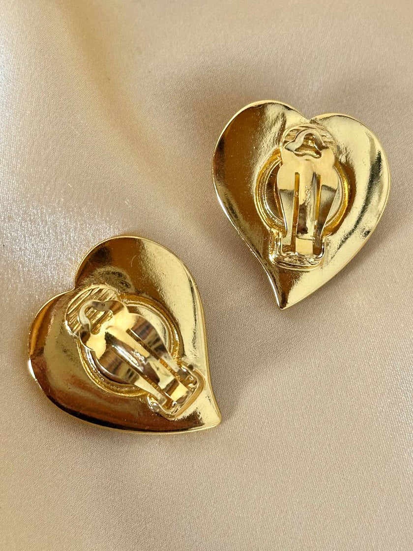 Orecchini a clip Yves Saint Laurent a forma di cuore con cabochon celesti