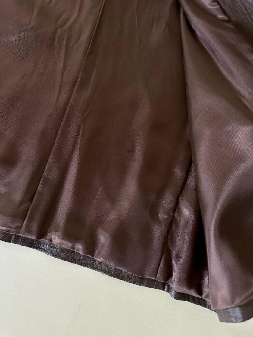Blazer oversize in pelle color cioccolato