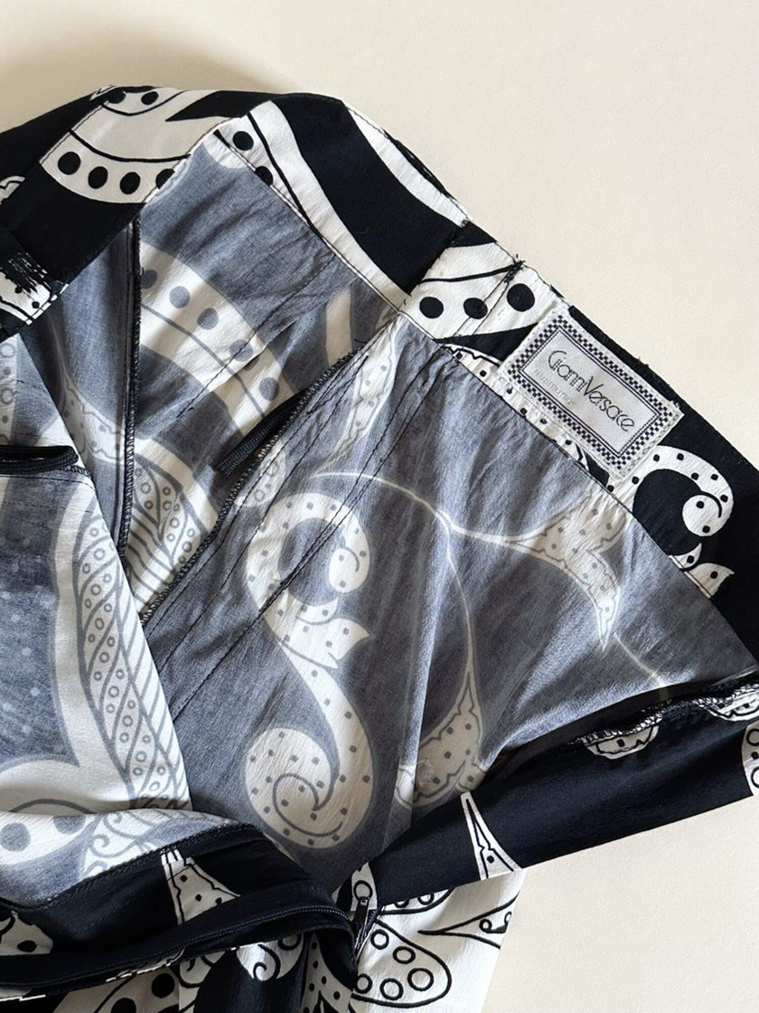 Leggings vintage Gianni Versace fantasia Silver Baroque bianca e nera