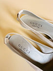 Ballerine a punta in lizard bianca 