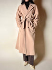 Cappotto vintage Kamaé modello vestaglia in lana e cachemire cammello chiaro