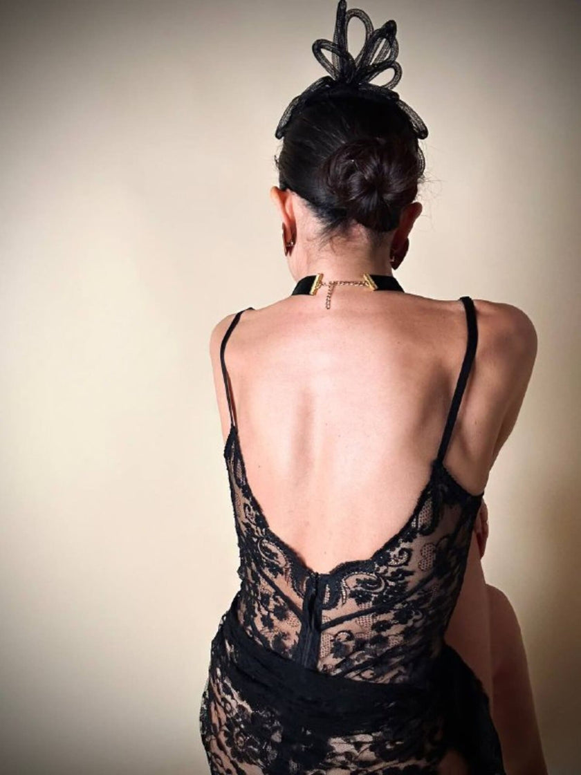 Body perizoma in pizzo nero “La Perla”