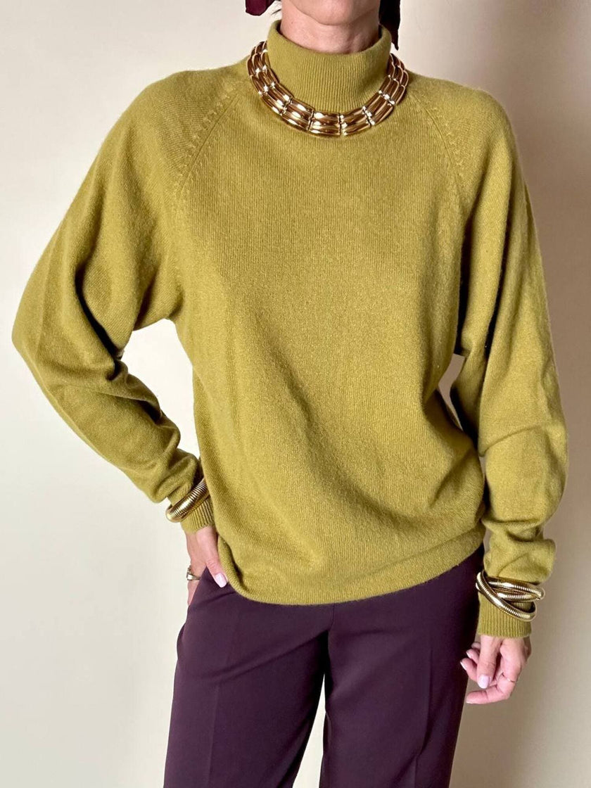 Lupetto oversize in cachemire verde acido Pure Cachemire