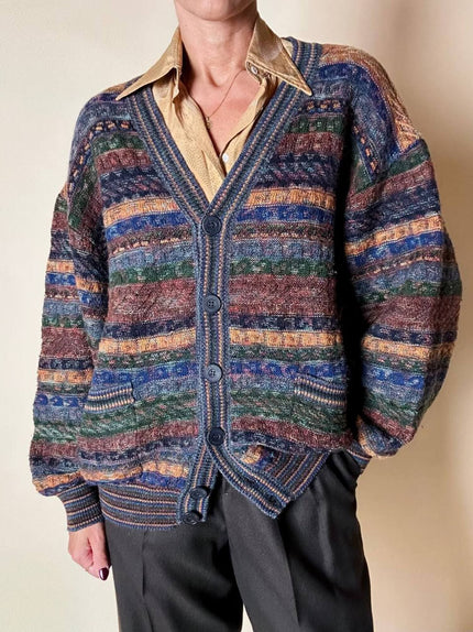 Cardigan Missoni Sport in lana operata a righe orizzontali