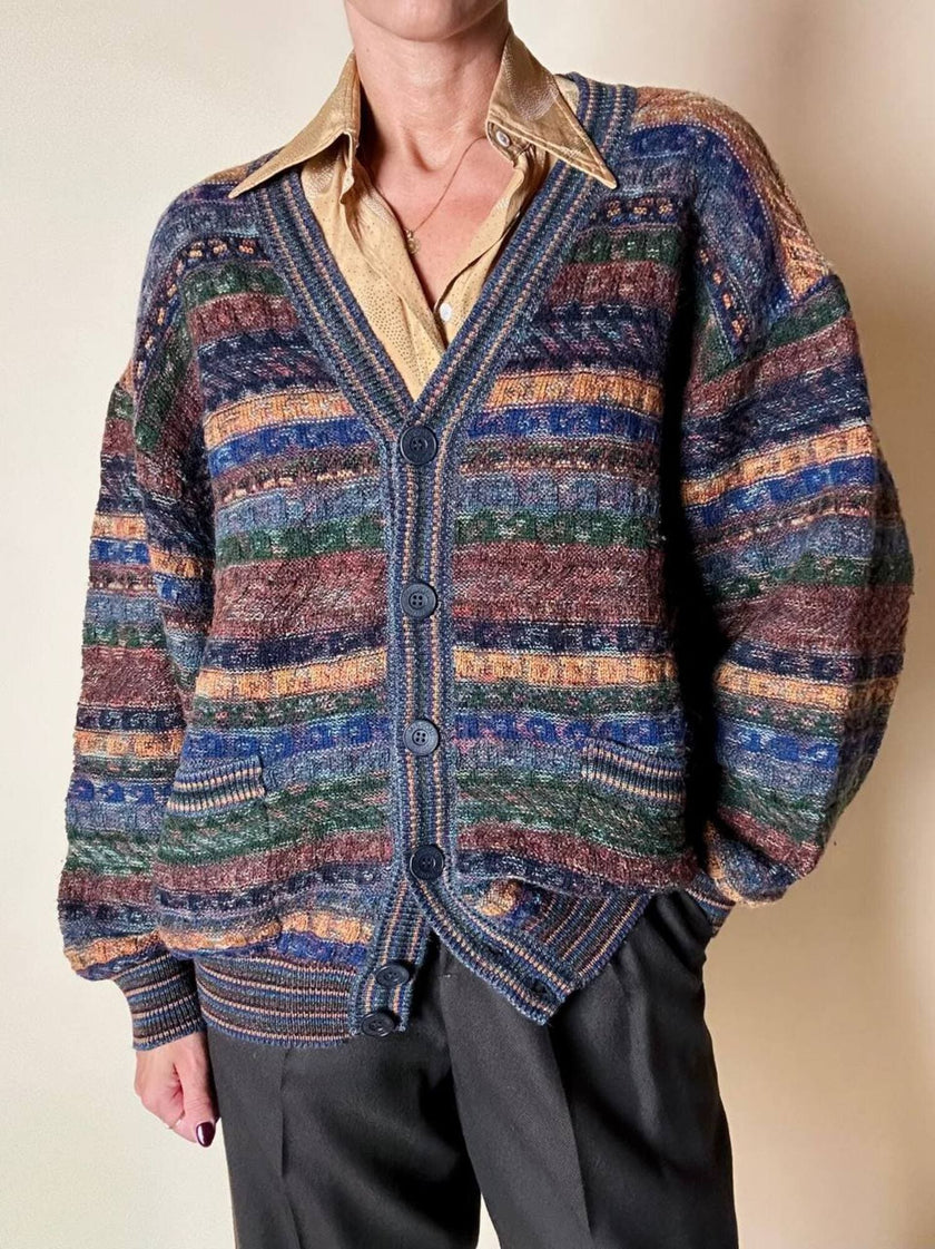 Cardigan Missoni Sport in lana operata a righe orizzontali