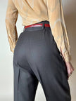 Pantalone Yves Saint Laurent a vita alta con pince alla francese in lana verde cacciatore