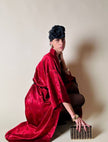 Kimono rosso bordeaux in tessuto Jacquard