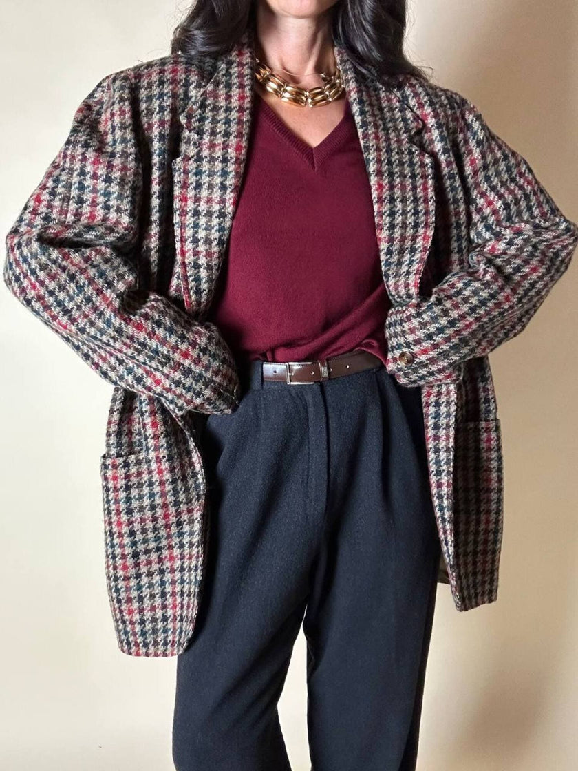 Pullover con scollo a V in misto lana bordeaux Wifshire
