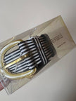 Vintage Valentino Garavani black and white striped belt with metal and resin hardware