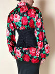 Camicia satroriale in raso di seta fantasia rose rosse