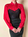 Camicia sartoriale in tessuto jacquard rosso con damaschi floreali