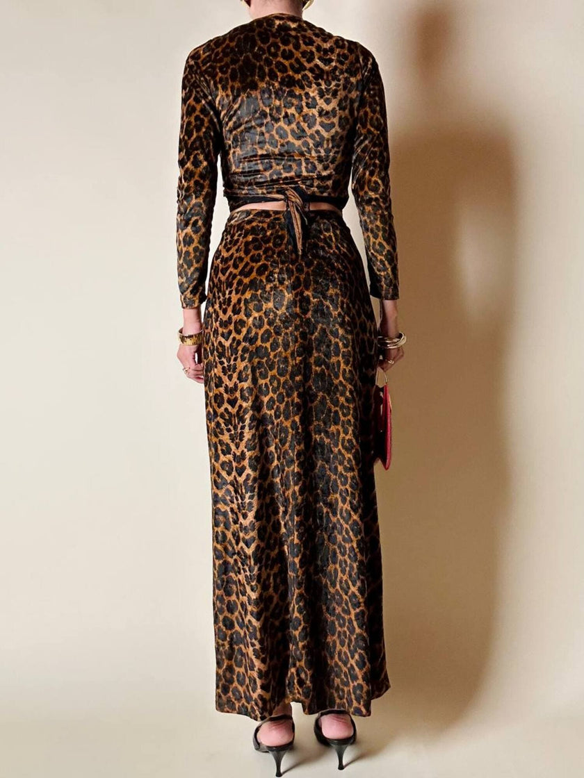 Gonna lunga con top in coordinato in velluto animalier “Roman’s”
