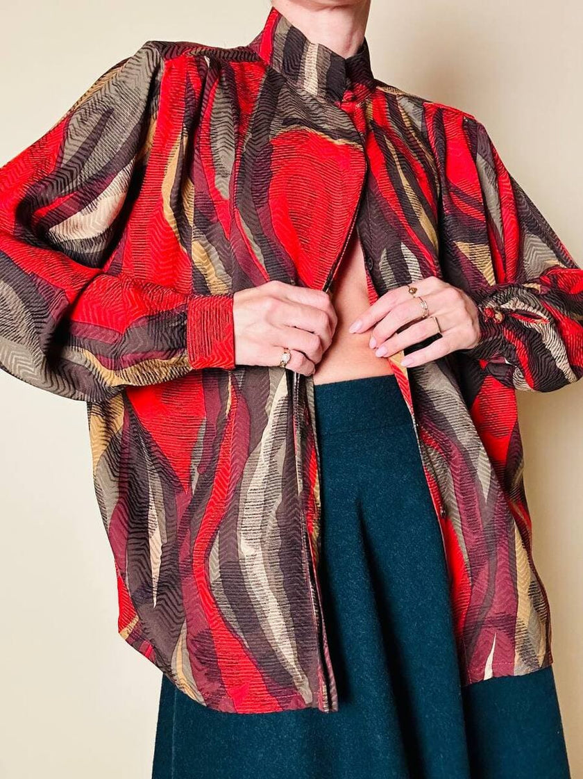 Camicia in seta Jaquard multicolor