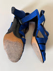 Sandali vintage Yves Saint Laurent con tomaia intrecciata in crêpe bluette