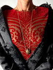 Maglia vintage Jean Paul Gaultier in mesh con stampa in floccato rosso