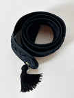 Cintura vintage Nina Ricci nera in passamaneria intrecciata con nappa couture