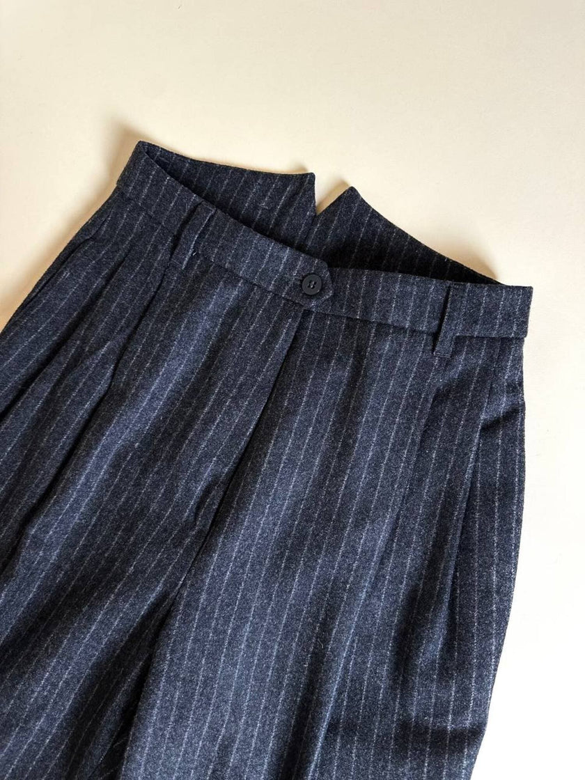 Tailleur gessato giacca/pantalone in lana grigio antracite “Antonio Fusco”