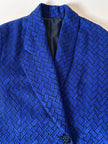 Blazer doppio petto in broccato blu Cina con bottoni gioiello