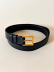 Cintura vintage Fendi in pelle nera con fibbia dorata