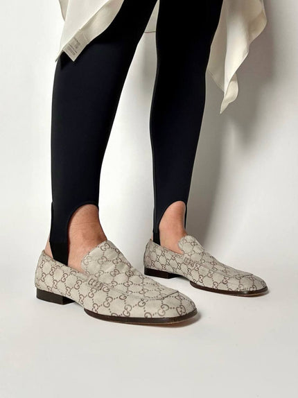 Mocassini Gucci vintage in camoscio con motivo GG monogram