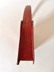Borsa Laura Biagiotti in pelle stampa lizard color cognac con iniziali BL