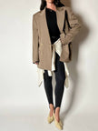 Blazer vintage Yves Saint Laurent in lana cachi doppiopetto con bottoni logati oro