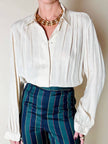 Camicia sartoriale in pura seta jacquard color crema con loghi Gucci