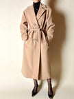 Cappotto vintage Kamaé modello vestaglia in lana e cachemire cammello chiaro