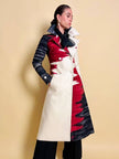 Cappotto redingote in lana fantasia astratta