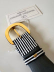 Vintage Valentino Garavani black and white striped belt with metal and resin hardware