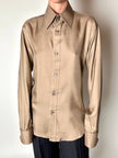 Vintage Gucci dove-grey silk shirt with mother-of-pearl buttons and French cuffs