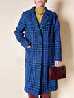 Cappotto in pura lana fantasia principe di Galles blu elettrico e nero Gigli Del Campo