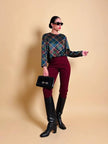 Blusa in raso di seta tartan 