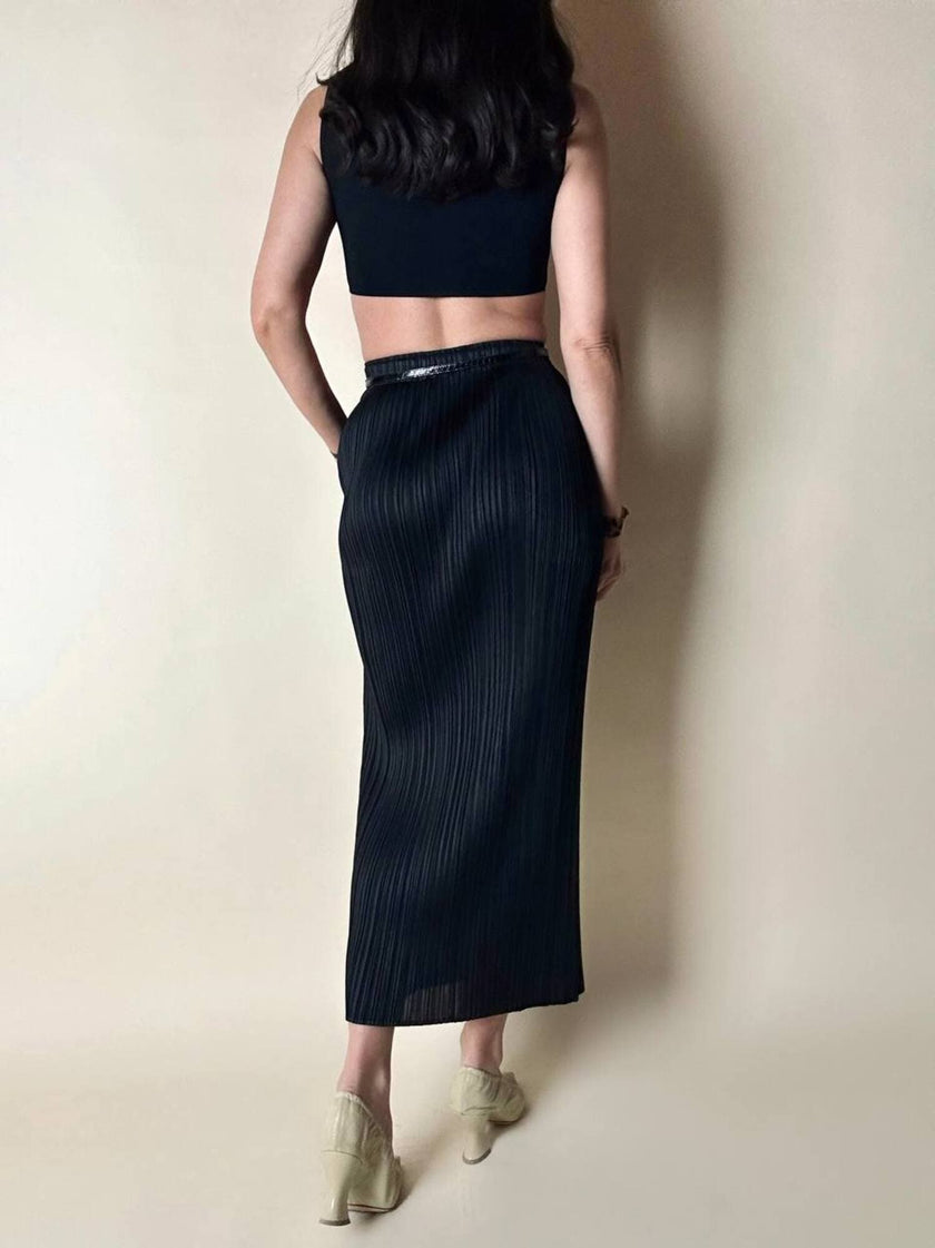 Gonna plissé Pleats Please Issey Miyake con elastico in vita e tasche laterali