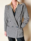 Blazer doppiopetto Mani by Giorgio Armani in lana fantasia pied de poule beige e nera